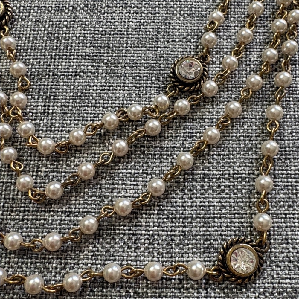 Virgins Saints & Angels 4-strand pearl ,gold chain necklace removable medallion - Picture 5 of 9